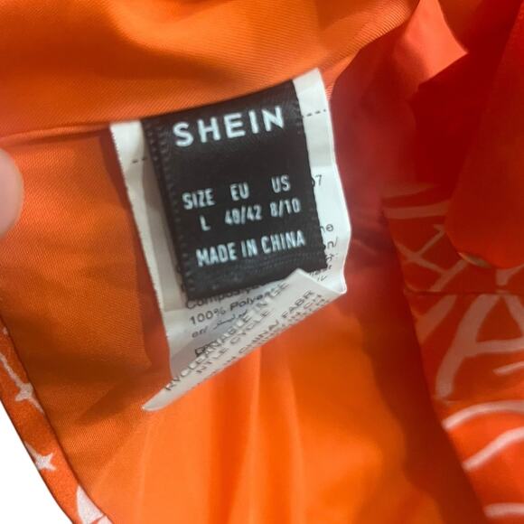 Shein Bustier Strapless Crop Top Size Large White Orange Ribbon Tie Back Edgy - Picture 5 of 5